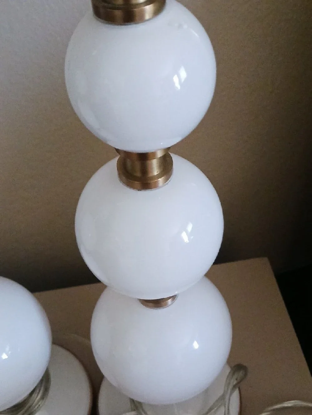 Brass & White Glass Orb Table Lamp Pair - Elegant Home Accents